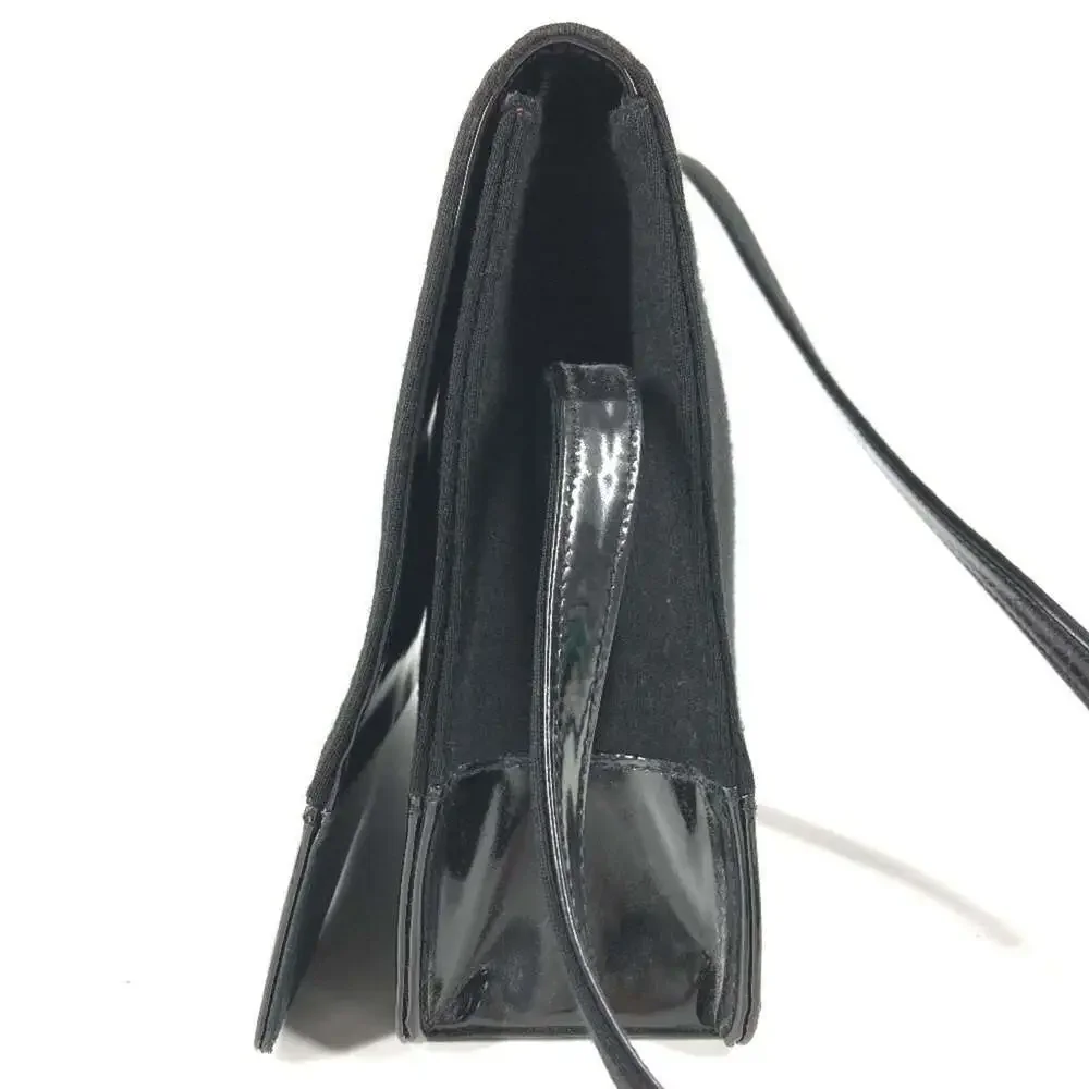 CHANEL Vintage Black Leather Logo Shoulder Bag